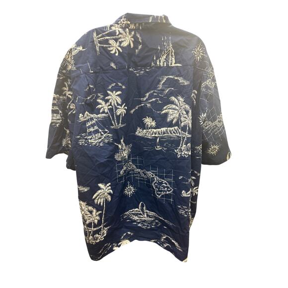 VTG Royal Creations Hawaiian Shirt Mens 4XL Button Up Aloha Palm Trees Blue big - Picture 3 of 4